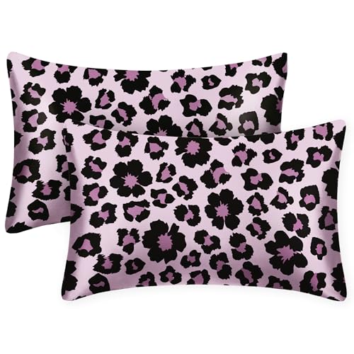 EXQ Home Satin Pillowcase for Hair and Skin Queen Printed Sweet Leopard Silk Pillow Cases 2 Pack 20x30 inches Satin Pillow Cases Set of 2 with Envelope Closure Gifts for Women Men - Image 1