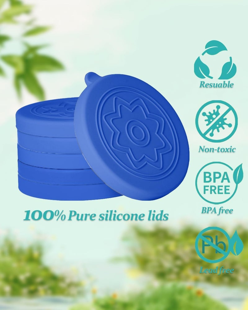 TERESRY 12 Pack Silicone Oui Yogurt Jar Lids with 8 Labels, Food-Grade Lids for 5Oz Oui Yogurt Jars, Reusable Silicone Canning Covers Perfect for Oui Yogurt Bottle, Blue(Jar not Includ) - Image 2
