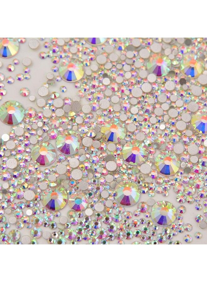 NCB 8000Pcs Non Hotfix Rhinestones 10 Sizes Flatback Crystal Glass Rhinestones With Tweezers And Picking Pen For Nail Art Clothes Bags Phone Decorations Crafts Diy (001Ab Crystal Ab Mix Ss3Ss30) - Image 4