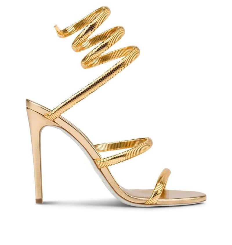 perixir Gold Heels for Women, Women's Sandals with Spiral Strap, Gold High Heel for Women Dressy, Lace Up Golden Heeled Sandals, Comfortable Slingback Heels, Womens Fashion Stiletto Sandals for Summer Party Size8 - Image 5