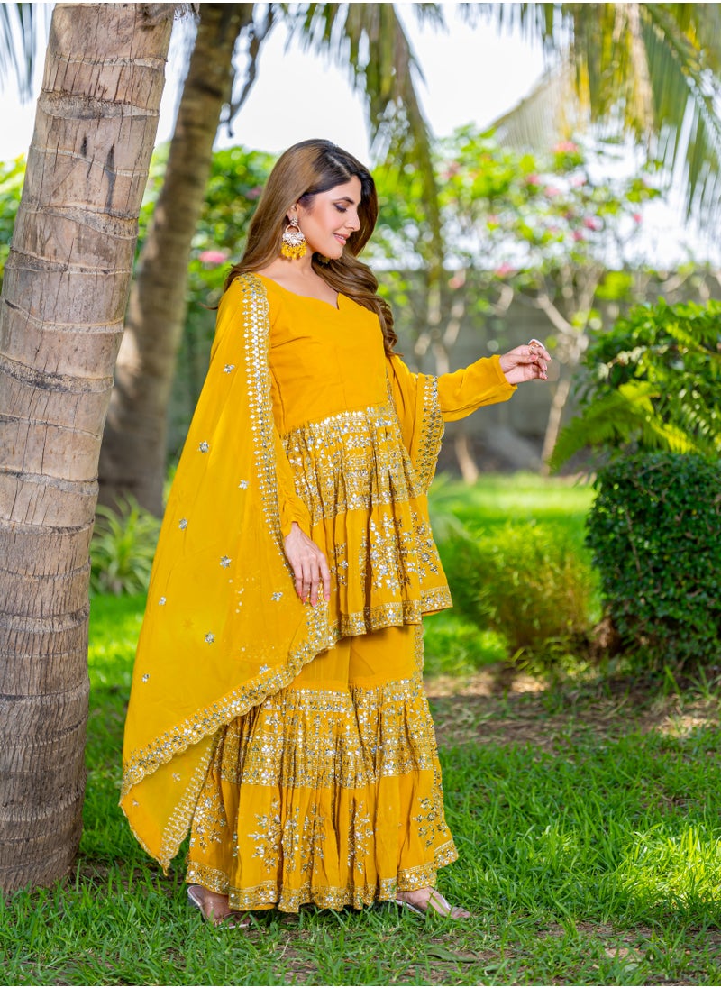 Super Asian Classic Pure Bandhej Choli with Attached Shrug & Pure Chinnon Lehenga Set – Heavy Embroidery & 5.50m Flair  - Image 5