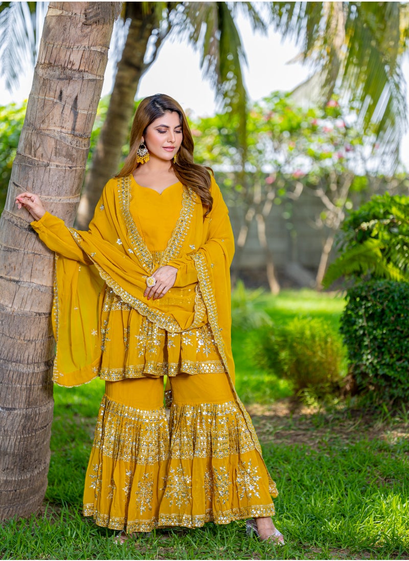 Super Asian Classic Pure Bandhej Choli with Attached Shrug & Pure Chinnon Lehenga Set – Heavy Embroidery & 5.50m Flair  - Image 1