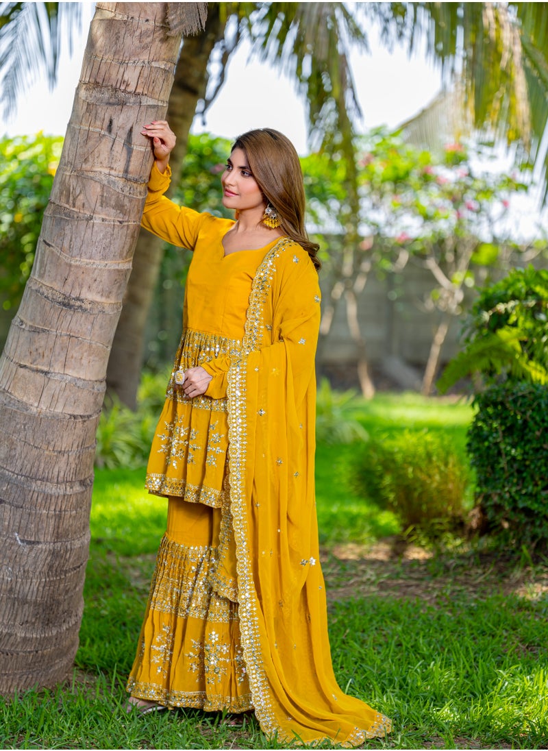 Super Asian Classic Pure Bandhej Choli with Attached Shrug & Pure Chinnon Lehenga Set – Heavy Embroidery & 5.50m Flair  - Image 3
