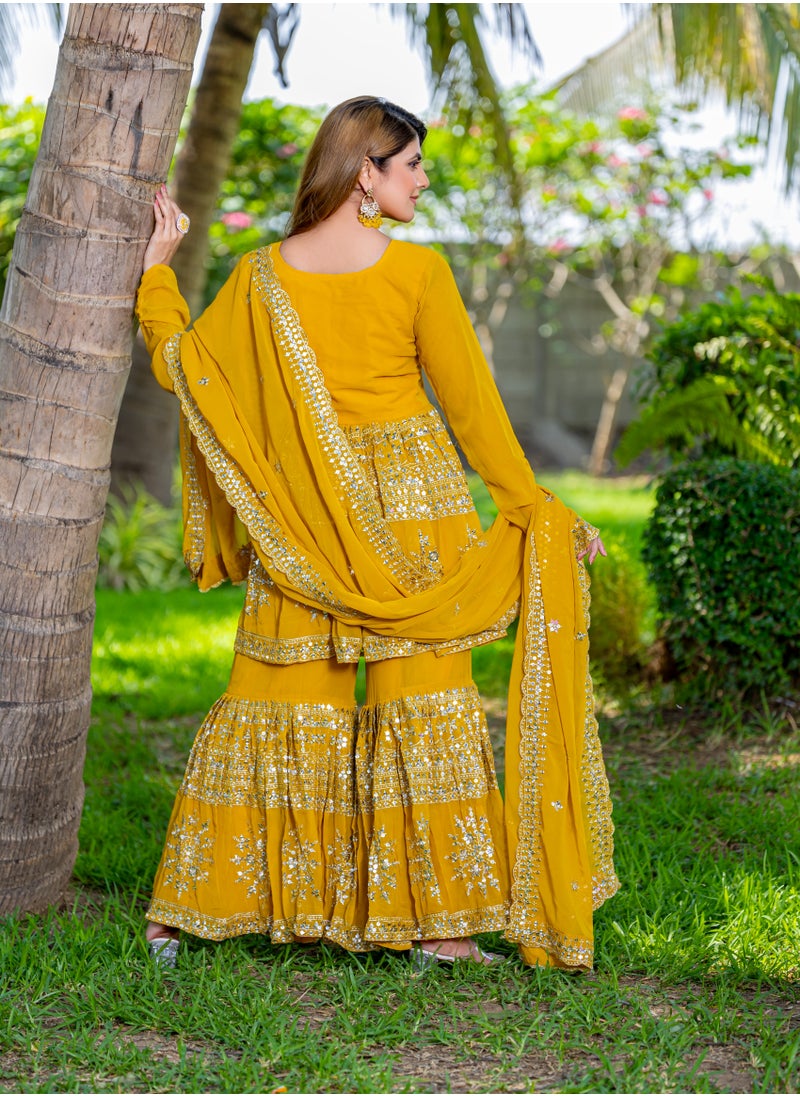 Super Asian Classic Pure Bandhej Choli with Attached Shrug & Pure Chinnon Lehenga Set – Heavy Embroidery & 5.50m Flair  - Image 4