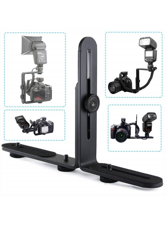 EXMAX ® Metal Aluminum Alloy L-Shape Camera Flash Bracket Flashlight Camera Holder Mount Quick Flip DSLR SLR  - Image 2