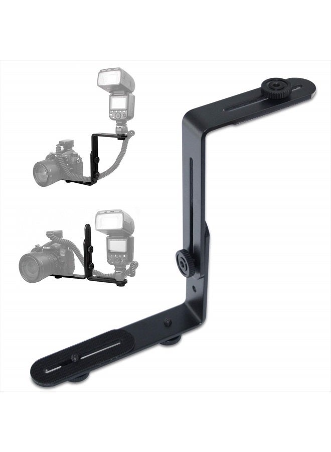 EXMAX ® Metal Aluminum Alloy L-Shape Camera Flash Bracket Flashlight Camera Holder Mount Quick Flip DSLR SLR  - Image 1