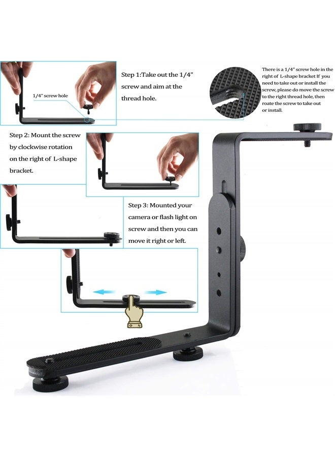 EXMAX ® Metal Aluminum Alloy L-Shape Camera Flash Bracket Flashlight Camera Holder Mount Quick Flip DSLR SLR  - Image 3