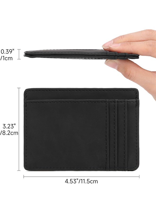 Compact Slim Minimalist Front Pocket RFID Blocking Wallet for Men and Women Leather Card Holder Wallet (black) - Image 2