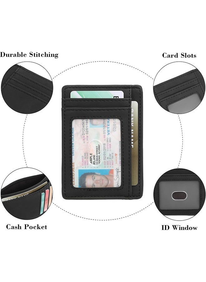 Compact Slim Minimalist Front Pocket RFID Blocking Wallet for Men and Women Leather Card Holder Wallet (black) - Image 4