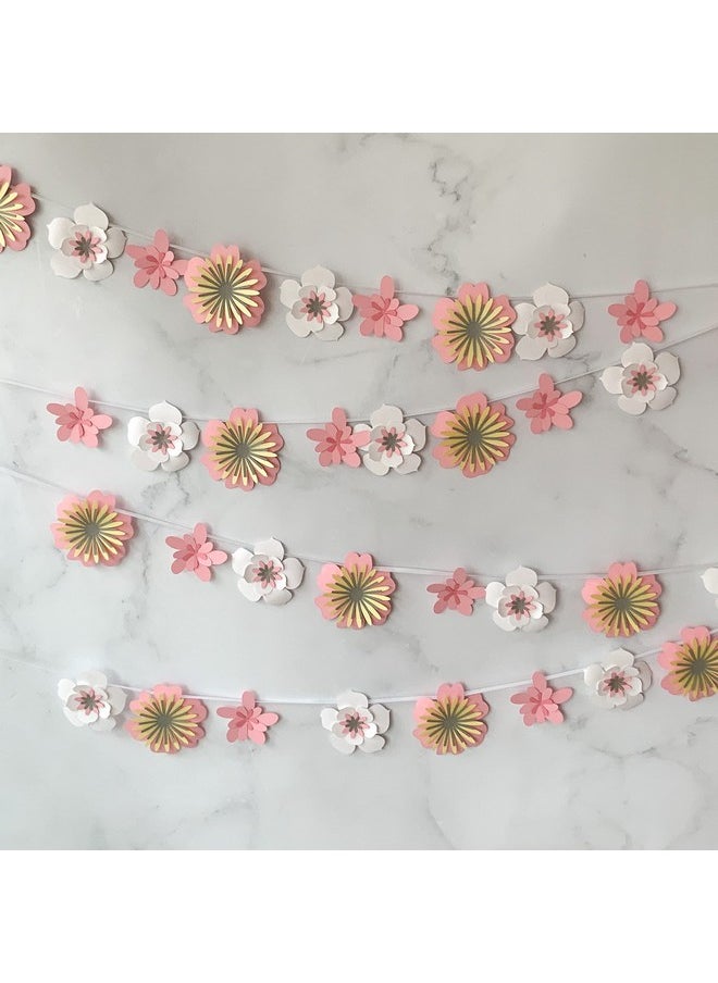 Pinfliers - Pinfliers Flower Theme Paper Hanging Festival Puja Backdrop Decoration|Pastel Bunting Paper Decoration for Birthday,Baby Shower|Pongal,Lohri,Makar Sankranti Decoration Items|18 Paper Flowers|60"Length - Image 1