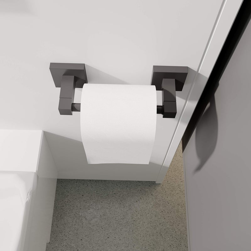 Ruacq Toilet Paper Holder 2 Pack Matte Black Double Post Pivoting Square Tissue Holders Roll Holder Hangers Toilet Paper Stand Stainless Steel and Zinc Alloy Modern Wall Mounted - Image 3
