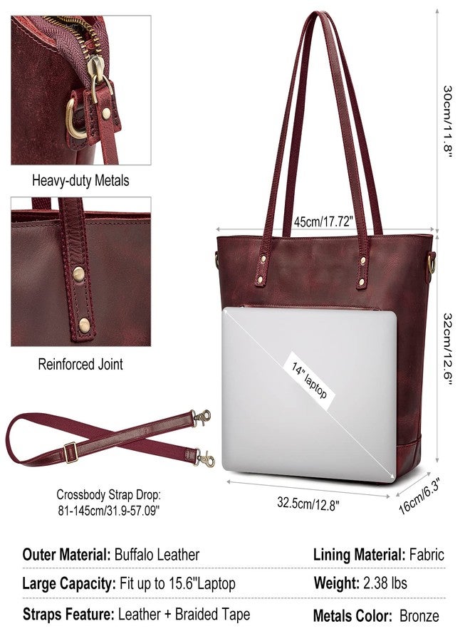 S-ZONE Vintage Genuine Leather Shoulder Bag Work Totes for Women Purse Handbag with Back Zipper Pocket Large - Image 3