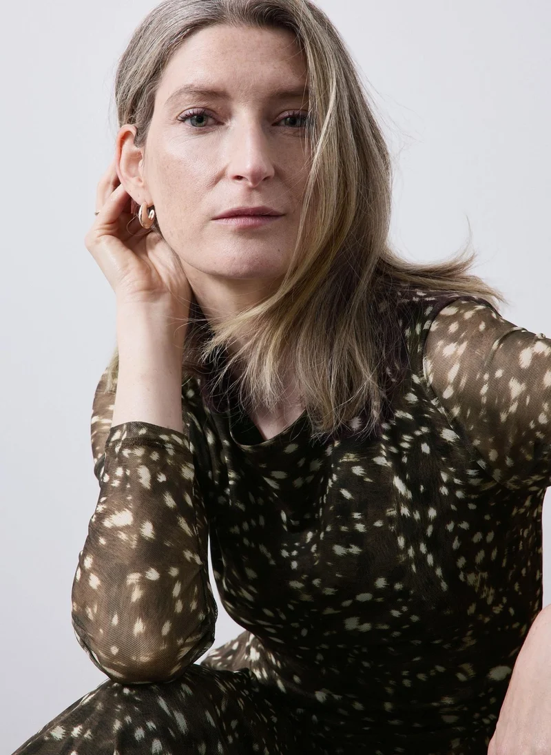 Matalan Brown Brown Animal Print Mesh Midi Dress for Women | Best Price UAE