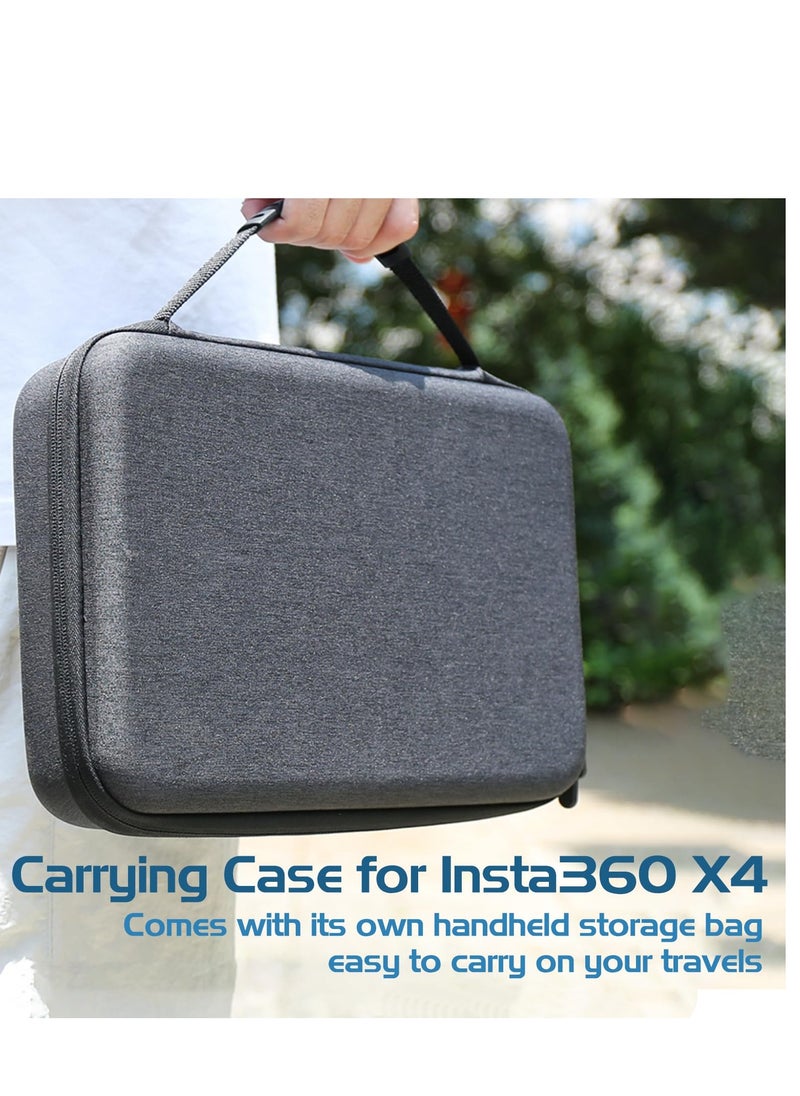 Excefore - جراب لحمل كاميرا أكشن Insta360 X4، حقيبة تخزين صلبة محمولة بسعة كبيرة، حقيبة واقية ضد السقوط، حقيبة نايلون صلبة مدمجة مضادة للصدمات لملحقات Insta360 X4 - Image 1