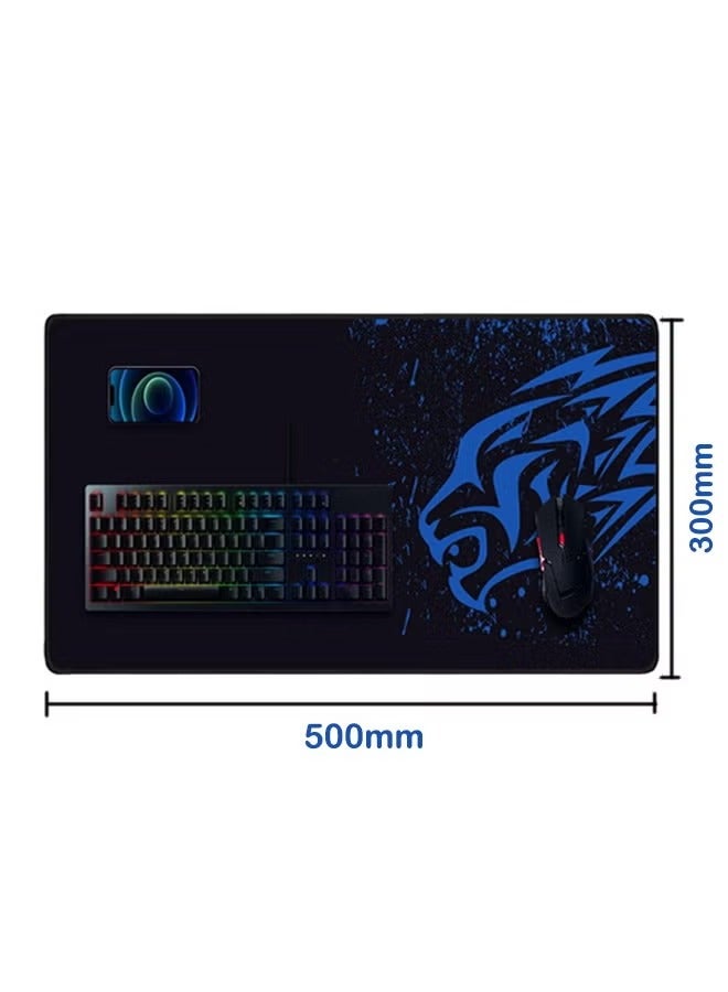 Taimi Gaming Mouse and Keyboard Pad with wolf Design 500x300x4 mm Black/Blue - Image 2