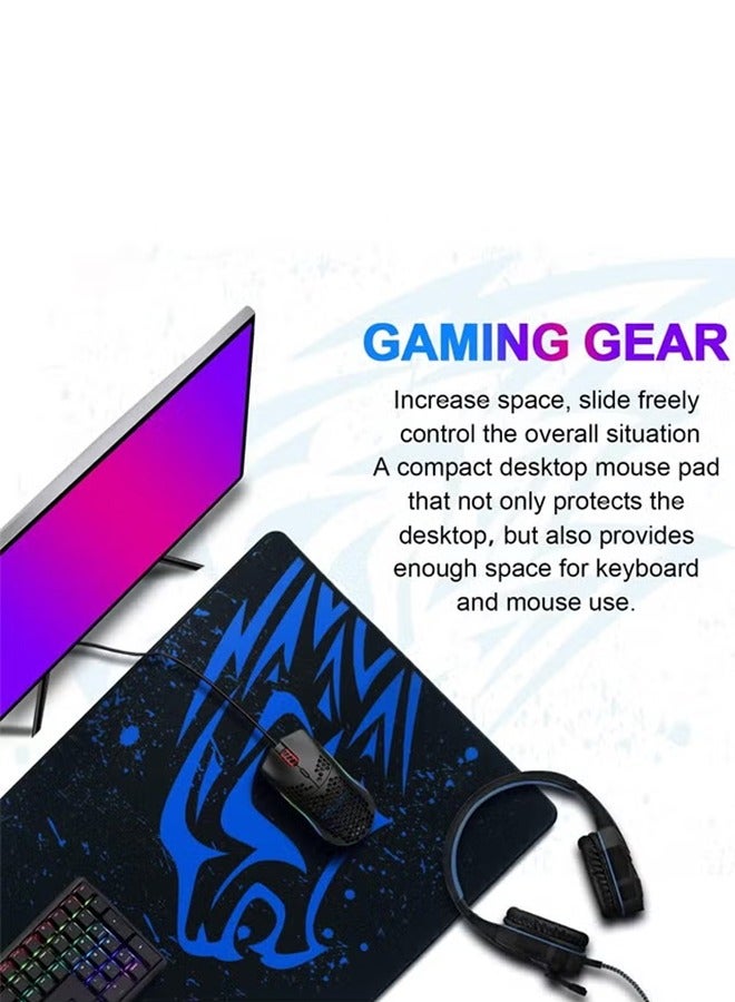 Taimi Gaming Mouse and Keyboard Pad with wolf Design 500x300x4 mm Black/Blue - Image 5