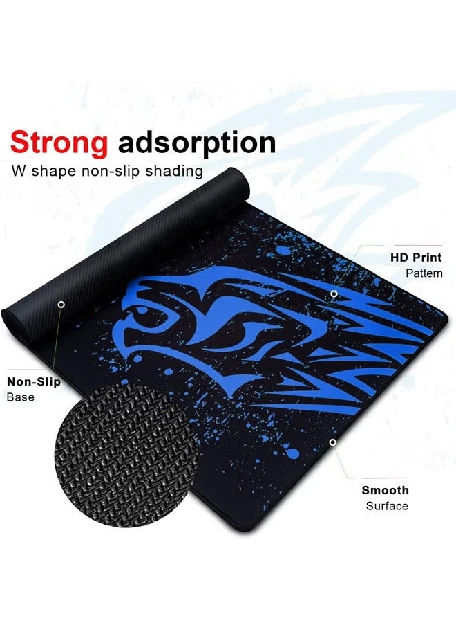 Taimi Gaming Mouse and Keyboard Pad with wolf Design 500x300x4 mm Black/Blue - Image 3