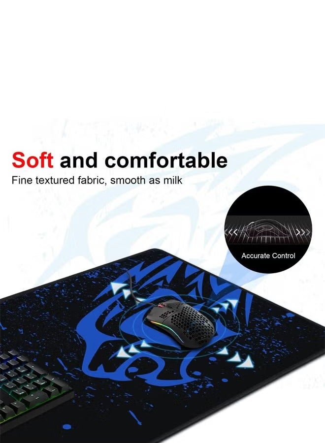 Taimi Gaming Mouse and Keyboard Pad with wolf Design 500x300x4 mm Black/Blue - Image 4