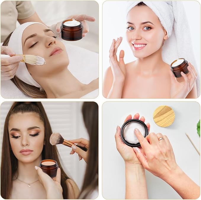 HOTUT 30 ML Frosted Clear Glass Cosmetic Containers for Lotions Cream Ointments 6PCS