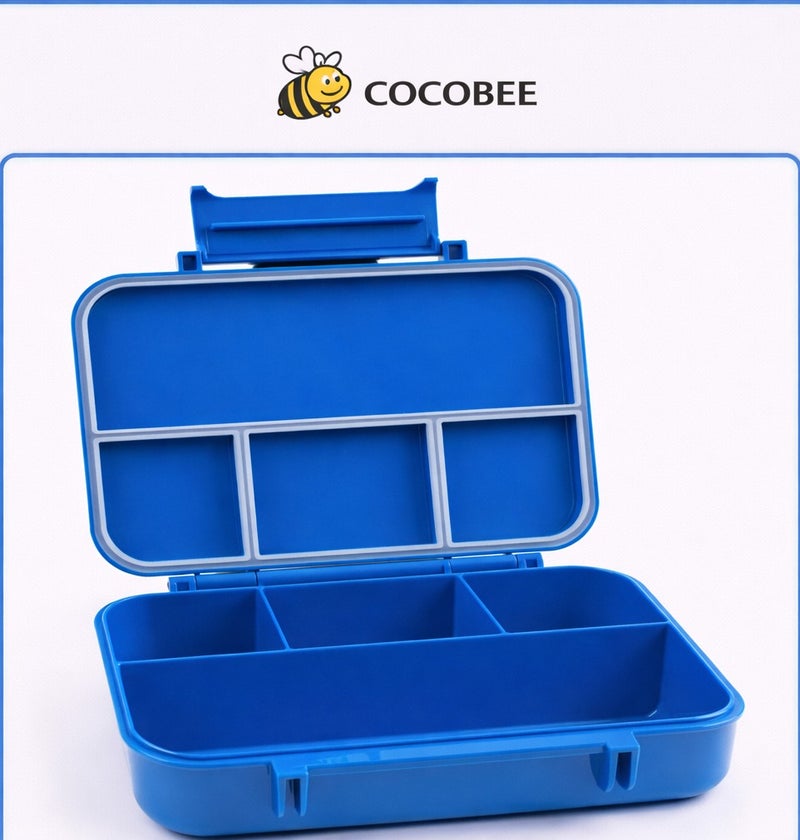 Cocobee Bento Lunch Box, 6 Adjustable Compartments- Blue - Image 1