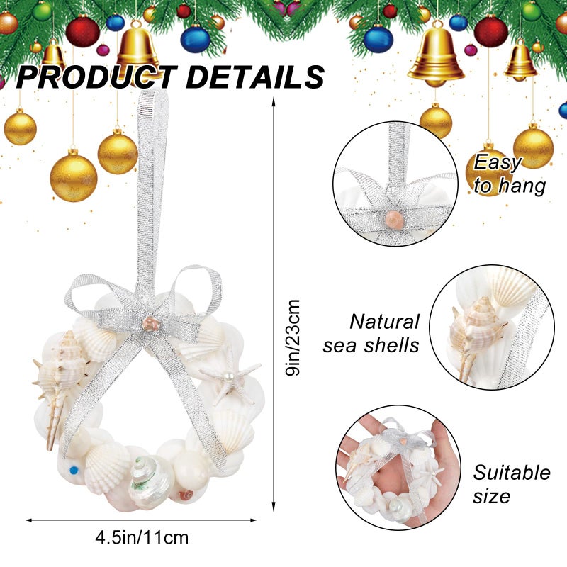 JQAQJU Seashell Ornaments for Christmas Tree 2PCS Handmade Natural Shell Crafts  Small Christmas Tree Wreath Hanging Ornaments  for Christmas Decorations  Coastal & Beach & Nautical Christmas Tree Ornaments - Image 2