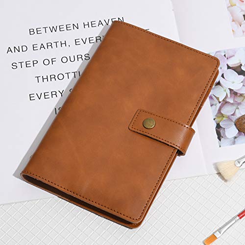 WONDERPOOL A6 Leather Journal Refillable Notebook Spiral Diary Binder Portfolio - Dotted Paper & Inner Pockets Organizer for Man and Woman (Brown, A6) - Image 3