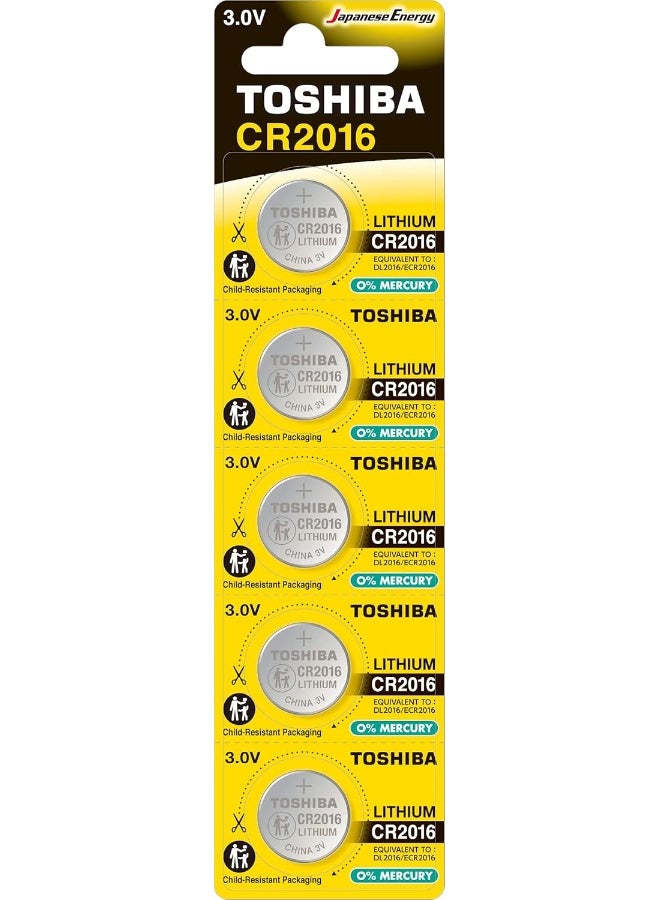Toshiba Lithium CR2016 Battery 5 Pieces - Image 2