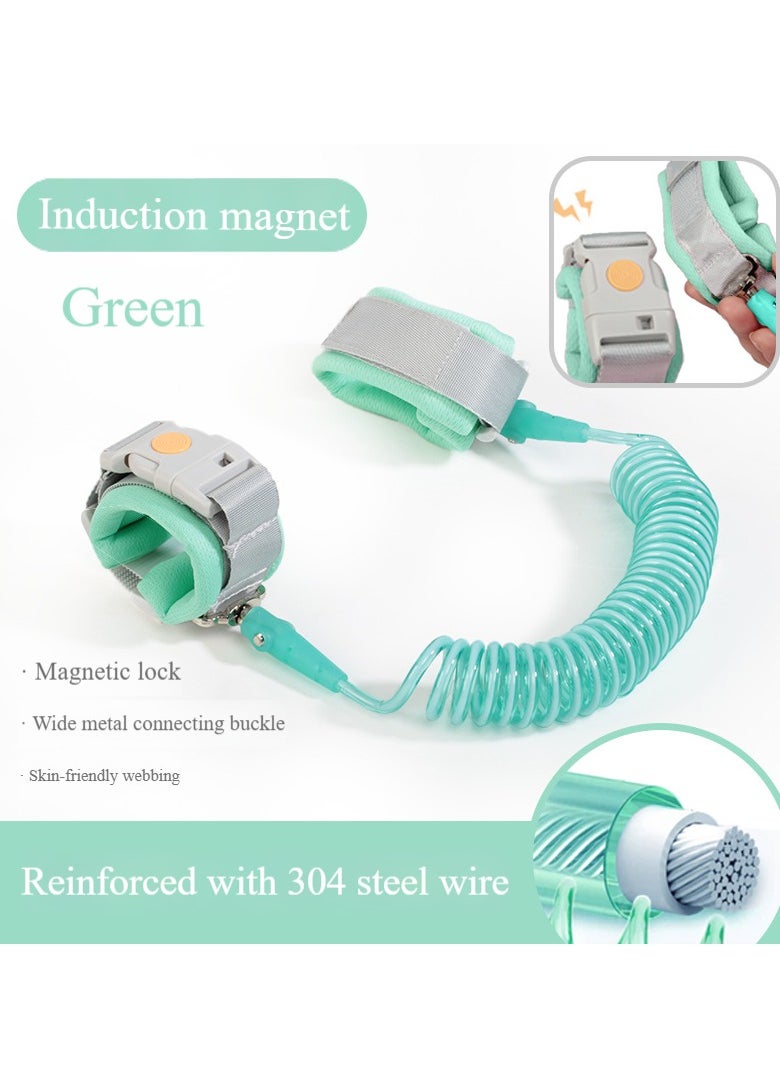 Generic Children's anti-lost wrist chain Children's wrist leash with key lock Toddler harness Infant Walking Wristband Ideal for outdoor activities, travel and shopping, 2.5 m / 8.2 ft (green)  - Image 1