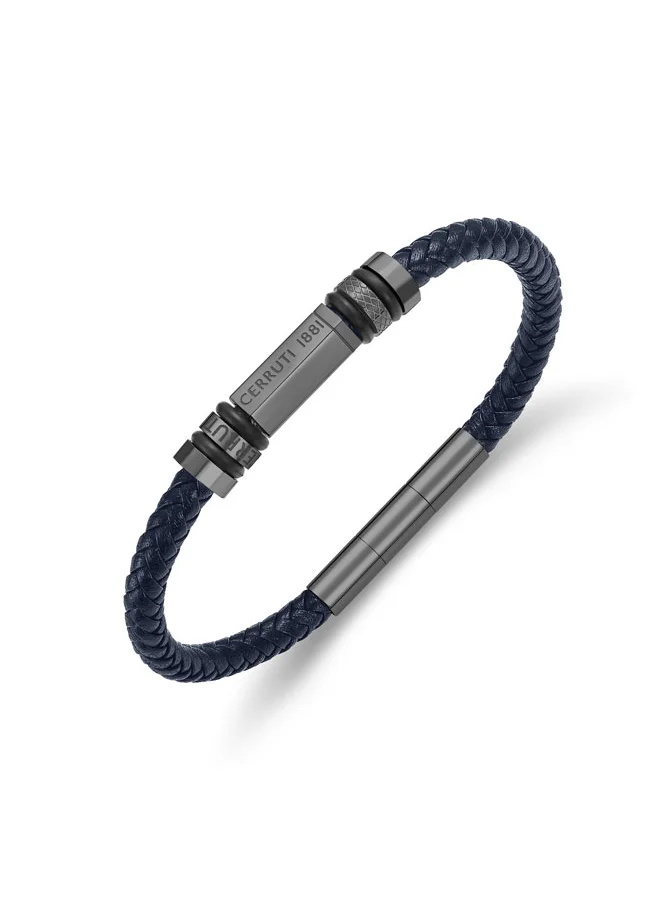 CERRUTI 1881 Narciso Two Tone Grey-Black and Navy Blue Leather Bracelet