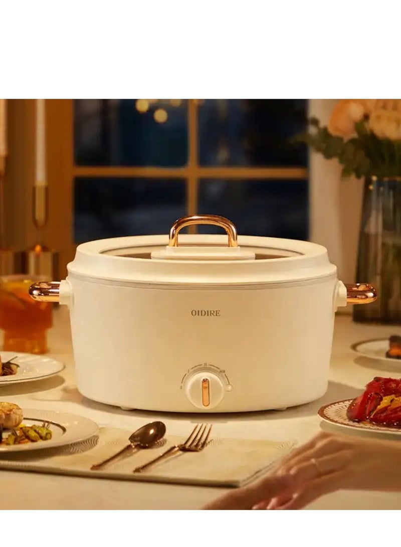 OIDIRE Hot Pot Electric Cooker Steamer 3L Portable Cooker with Steamer Rapid Cooking for Hotpot Tom Yum Stew Soup Steak Stir Fry with Dual Powe Control Over Heating Protection - Image 1