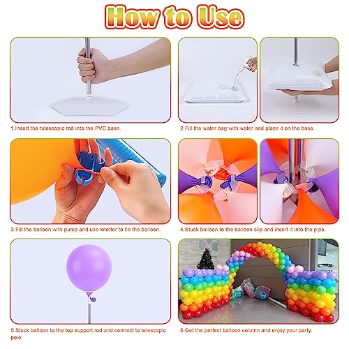 Chamvis 2 Set Balloon Column Kit - 6.56 feet Balloon Column Stand with Base for Baby Shower, Birthday Party, Graduation, Wedding Kids Party Centerpieces Decorations - Image 3