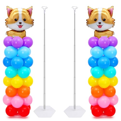 Chamvis 2 Set Balloon Column Kit - 6.56 feet Balloon Column Stand with Base for Baby Shower, Birthday Party, Graduation, Wedding Kids Party Centerpieces Decorations - Image 1
