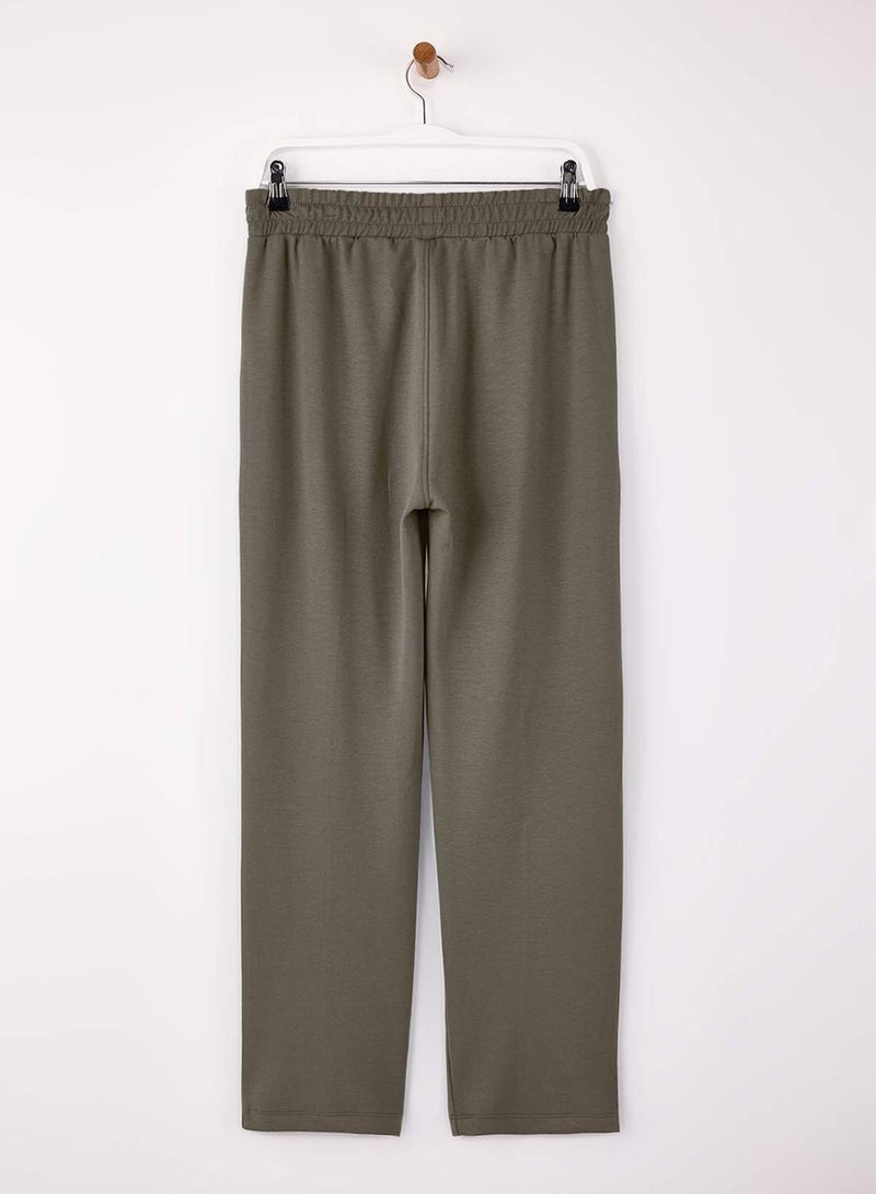 trendyol Khaki Regular/Normal Cut Ribbed Stitching Soft Textured Sweatpants Tmnss26Ea00001 - Image 4