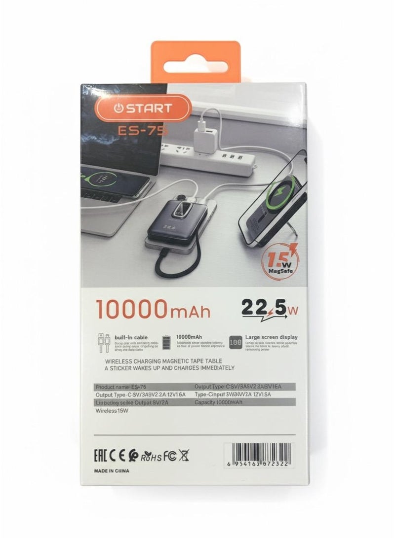 Start 10,000 Mah Magnetic Wireless Power Bank  Usb‑C In/Out, Compact Pocket Design, Strong Magnetic Grip & Fireproof Build Black - Image 2