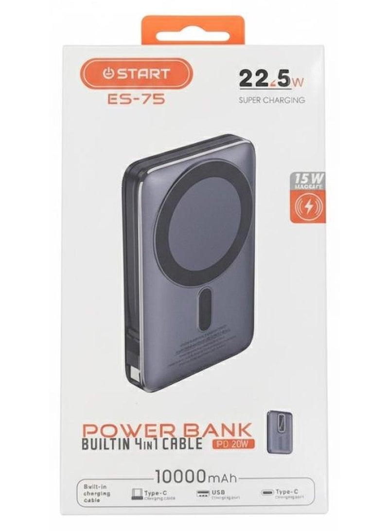 ستارت باور بانك مغناطيسي صغير للشحن اللاسلكي بسعة 10000 مللي أمبير في الساعة - Image 1
