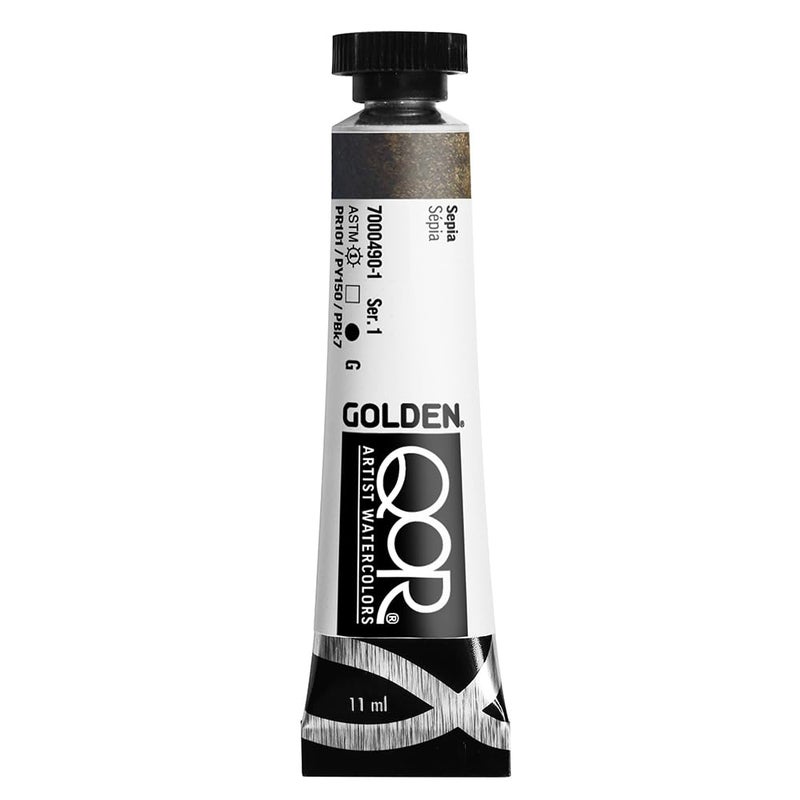 GOLDEN QoR Artist Watercolors Sepia 11 ml Tube Professional Watercolor Paint Transparent