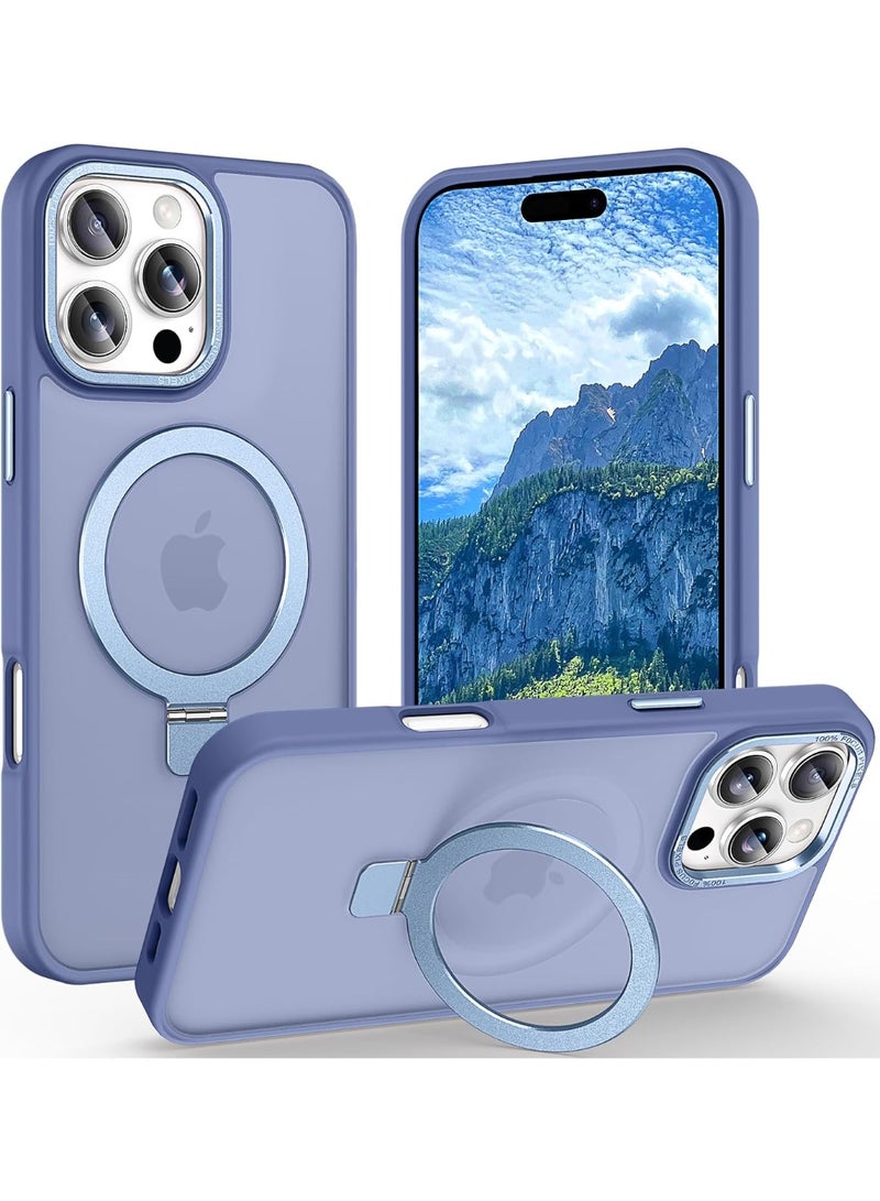 Magnetic for iPhone 16 Pro Max Case with Ring Stand, [10 FT Drop Protection] [Velvety Touch] Slim Translucent Matte Back Shockproof Phone Case for iPhone 16 Pro Max 6.9'', (Light Blue) - Image 1