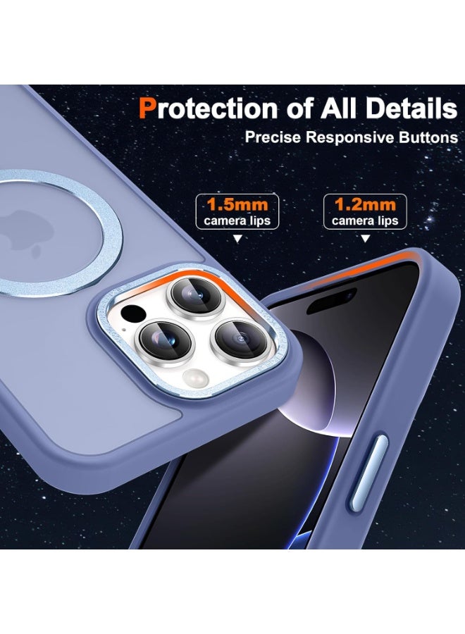 Magnetic for iPhone 16 Pro Max Case with Ring Stand, [10 FT Drop Protection] [Velvety Touch] Slim Translucent Matte Back Shockproof Phone Case for iPhone 16 Pro Max 6.9'', (Light Blue) - Image 2