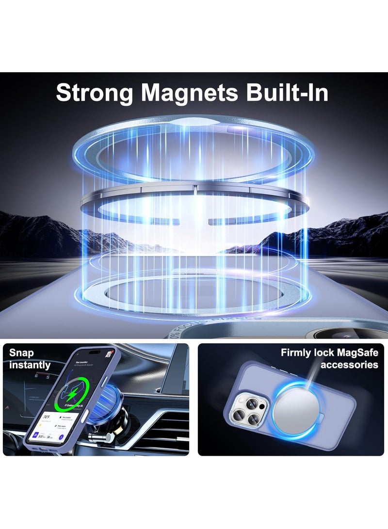 Magnetic for iPhone 16 Pro Max Case with Ring Stand, [10 FT Drop Protection] [Velvety Touch] Slim Translucent Matte Back Shockproof Phone Case for iPhone 16 Pro Max 6.9'', (Light Blue) - Image 4