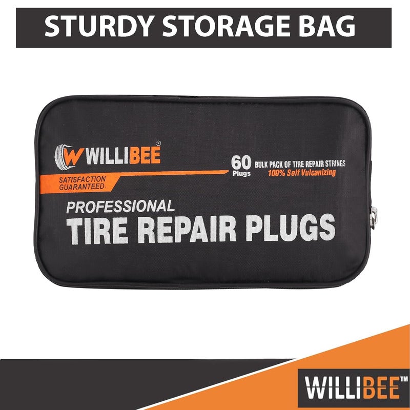 WILLIBEE (Pack of 60 Strips) Premium Heavy Duty Tubeless Tyre Puncture Repair Strips, 60 Brown Puncher Repair Seal Strips for Car, Bike, SUV, & Motorcycle - Image 4