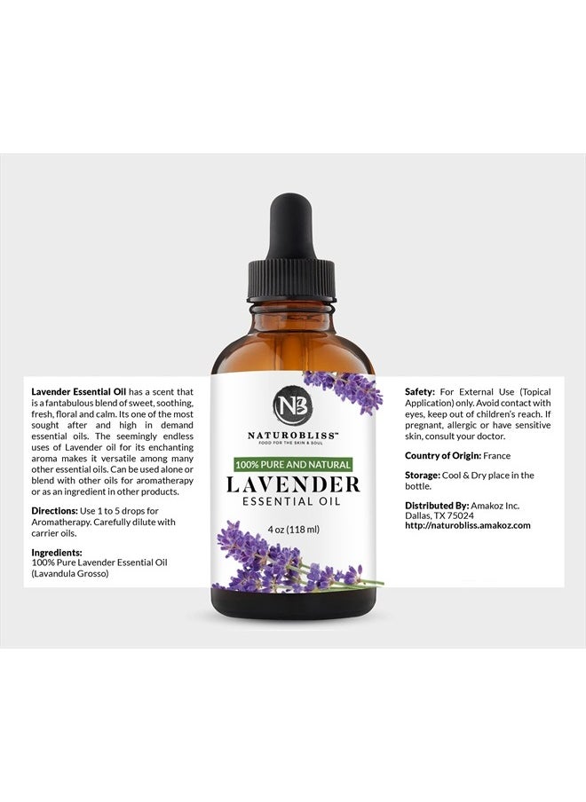 NaturoBliss 100% Pure & Natural Lavender Essential Oil Therapeutic Grade Premium Quality Lavender Oil with Glass Dropper - Huge 4 fl. Oz - Perfect for Aromatherapy and Relaxation  - Image 5