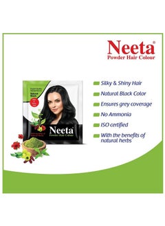 Neeta Powder Hair Colour, Henna Based Hair Color Natural Black 5G Pack Of 12, Silky Soft And Shiny Hair Colour With Benefits Of 5 Natural Herbs  - Image 4