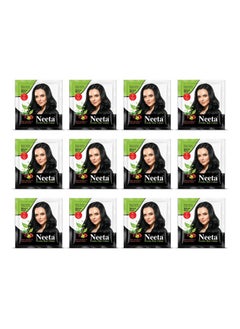 Neeta Powder Hair Colour, Henna Based Hair Color Natural Black 5G Pack Of 12, Silky Soft And Shiny Hair Colour With Benefits Of 5 Natural Herbs  - Image 1