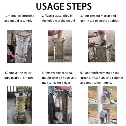 DIYUNIMOULD Concrete Balcony Mold, 26.78 Inches Balcony Spacing Column Mold for Garden Park Balcony Decoration (Chrysanthemum), White - Image 4
