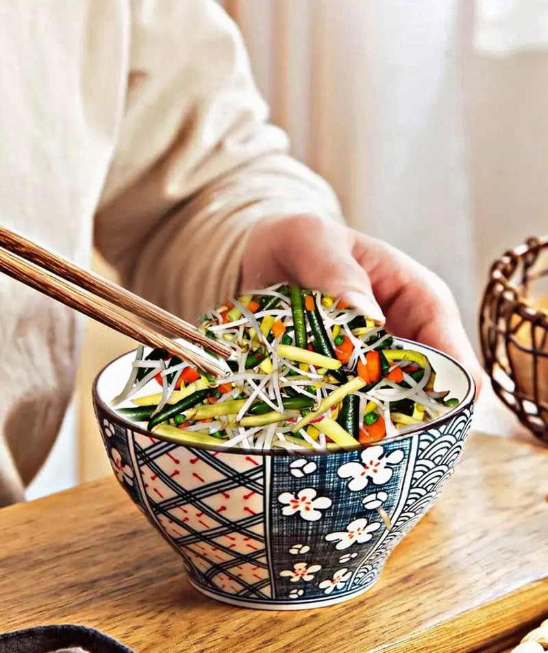 DLEST Microwave Dishwasher Safe Ceramic Bowl with Flower Pattern Set of 4 Perfect for Snacks Rice Dal Vegetables Fruits Salad Noodles BPA Lead Free 280ml Each - Image 4