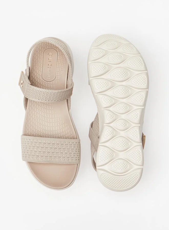 لو كونفورت Women's Textured Flyknit Sandals with Hook and Loop Closure