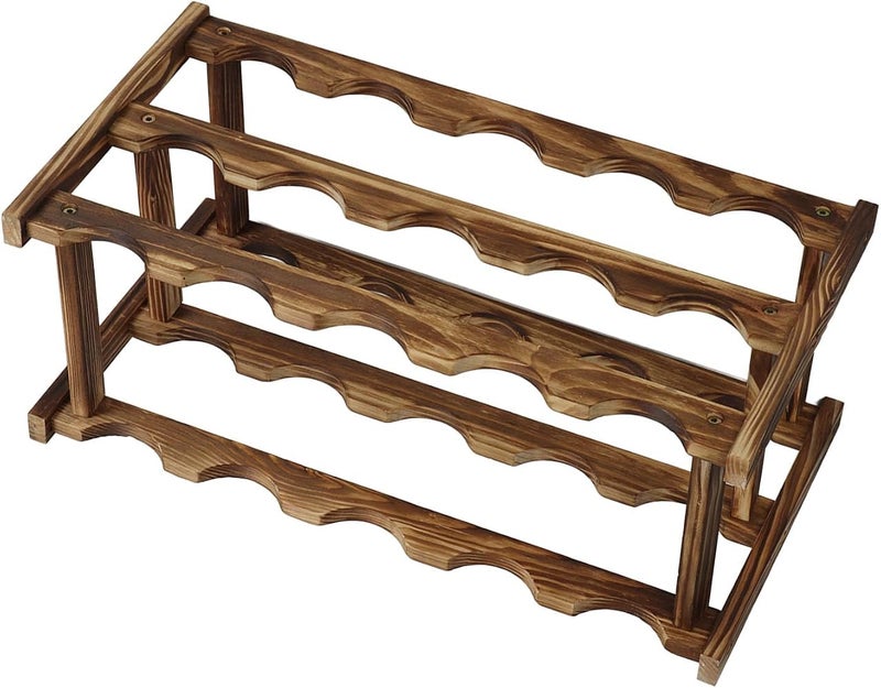 TOPINCN Wooden Wine Rack Stylish Bottle Storage Organizer for Countertop Home Kitchen Decor, Pine Wood for Wine Display Shelf (3 Layer 15 Bottles Capacity) - Image 5