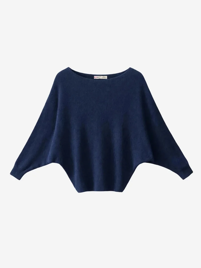 ميكسراي MIXRAY Oversized Boat Neck Ribbed Knit Sweater