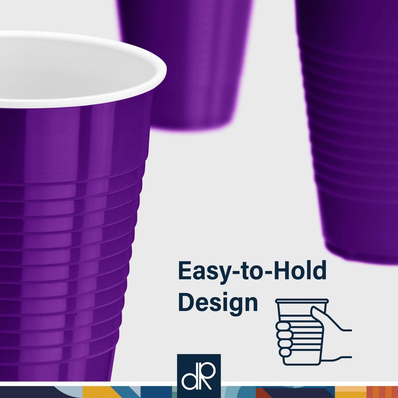 DecorRack Purple Plastic Cups, 12 oz Disposable Cups, Reusable Party Supplies (40 Count) - Image 4