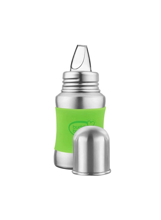 BuddsBuddy Stella Plus Neck New Born Baby Feeding Bottle Made With High Grade Stainless Steel | Rust Free Feeding Bottle With Nipple | Leak Proof Baby Bottle | With Extra Spout Sipper | 180 Ml | Green  - Image 3